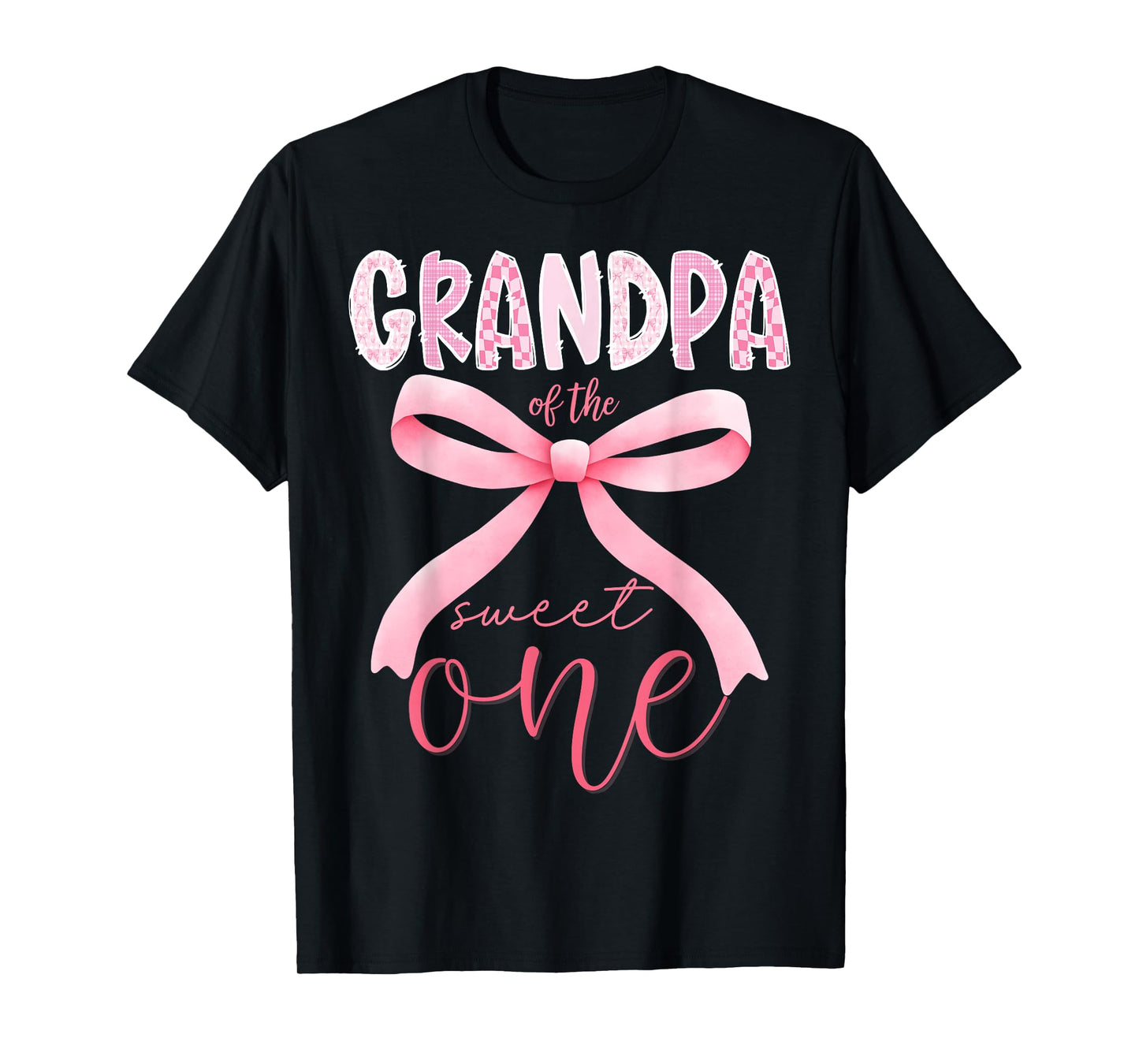 Grandpa of The Sweet One Pink Coquette Bow 1st Birthday Girl T-Shirt
