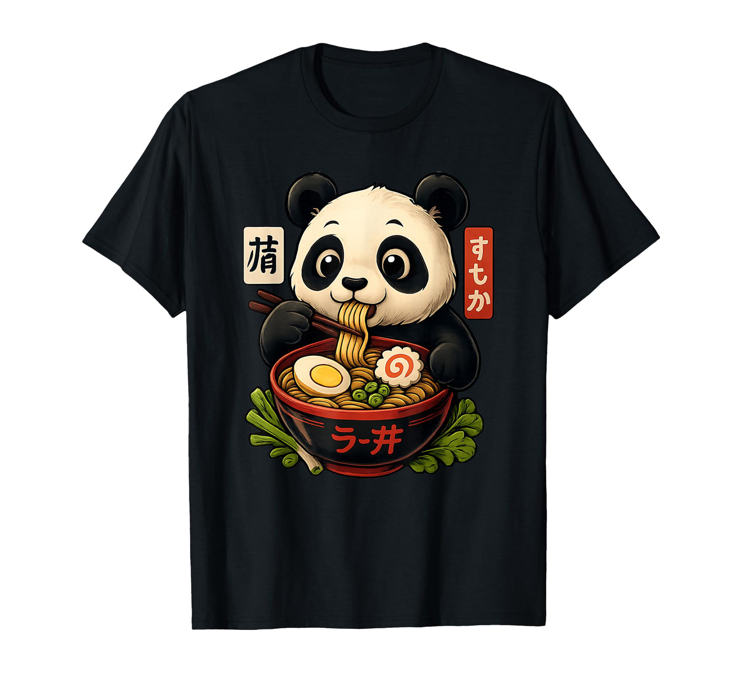 Panda Eating Ramen Food Kawaii Asian Noodles Fun Panda Lover T-Shirt