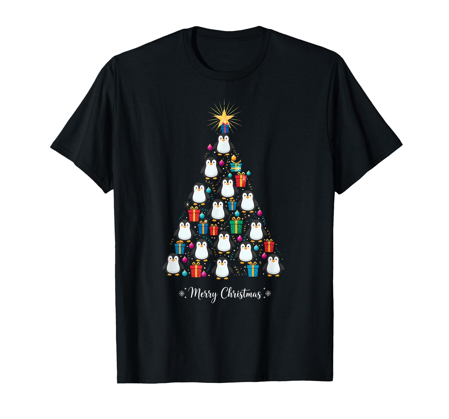 Penguin Christmas Tree Xmas Day Holiday Men & Womens T-Shirt