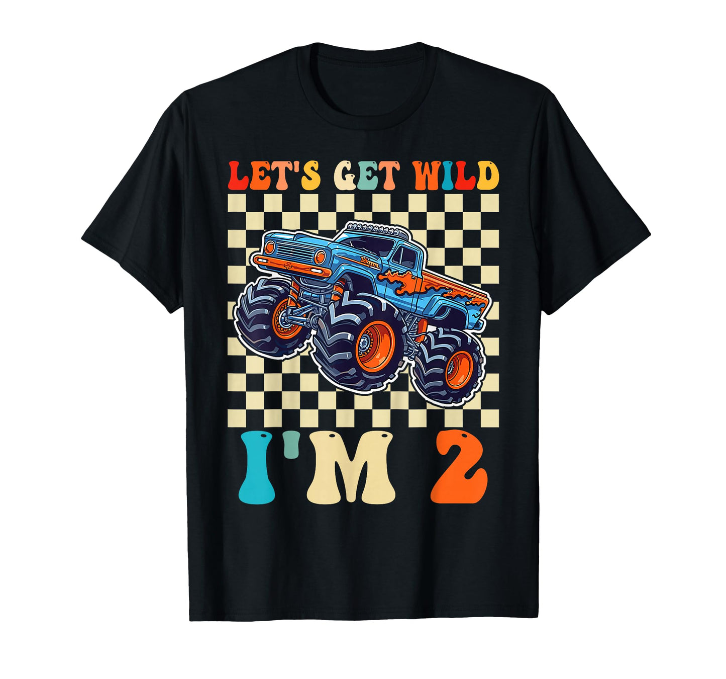 Birthday Wild Monster Truck 2 Year Old Boys 2nd Bday Kids T-Shirt