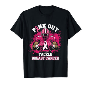 Football Pink Out Tackle Breast Cancer Awareness Graphic T-Shirt