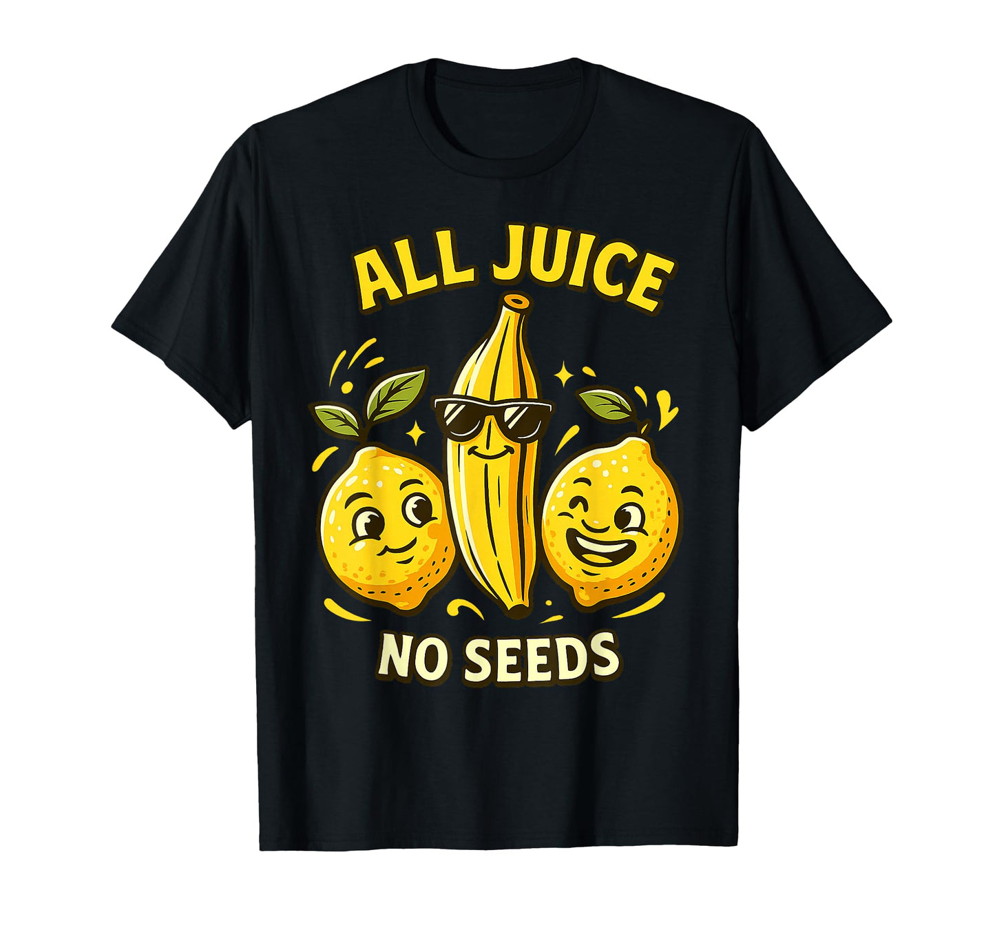 All Juice No Seeds Cool Fruit Cartoon Funny Vasectomy Humor T-Shirt