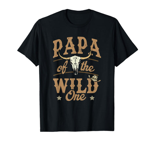 Papa of The Wild One Cowboy Western Rodeo Party Matching T-Shirt