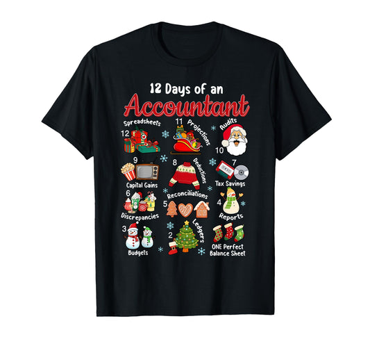 12 Days of Accountant Christmas Accounting Major Merry Xmas T-Shirt