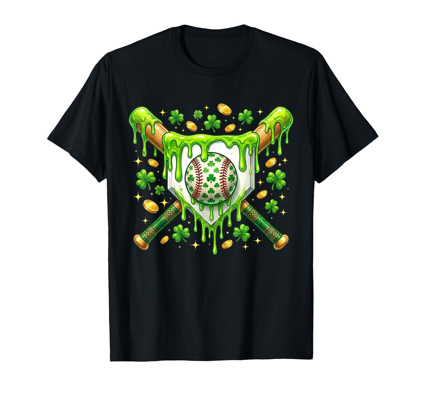 St Patrick Day Baseball Drip Ice Cream Baseball Home Plate T-Shirt