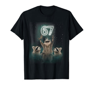 67 Meme Raccoon Howling at The Moon 6 7 Funny Weird Cursed T-Shirt