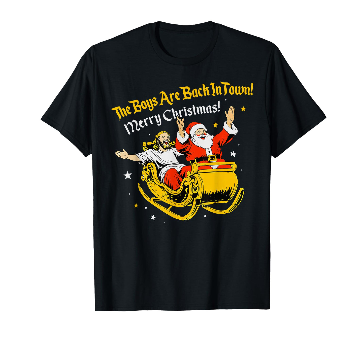 Jesus and Santa Claus Christmas Xmas Town OUS Saying T-Shirt