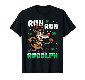 Funny Reindeer Running Christmas Run Runner Men Women Kids T-Shirt