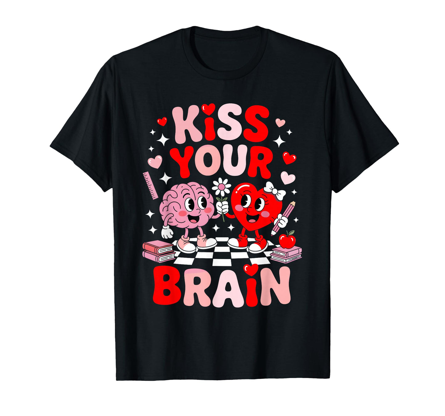 Kiss Your Brain Women Valentine's Day Retro School Counselor T-Shirt