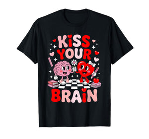 Kiss Your Brain Women Valentine's Day Retro School Counselor T-Shirt