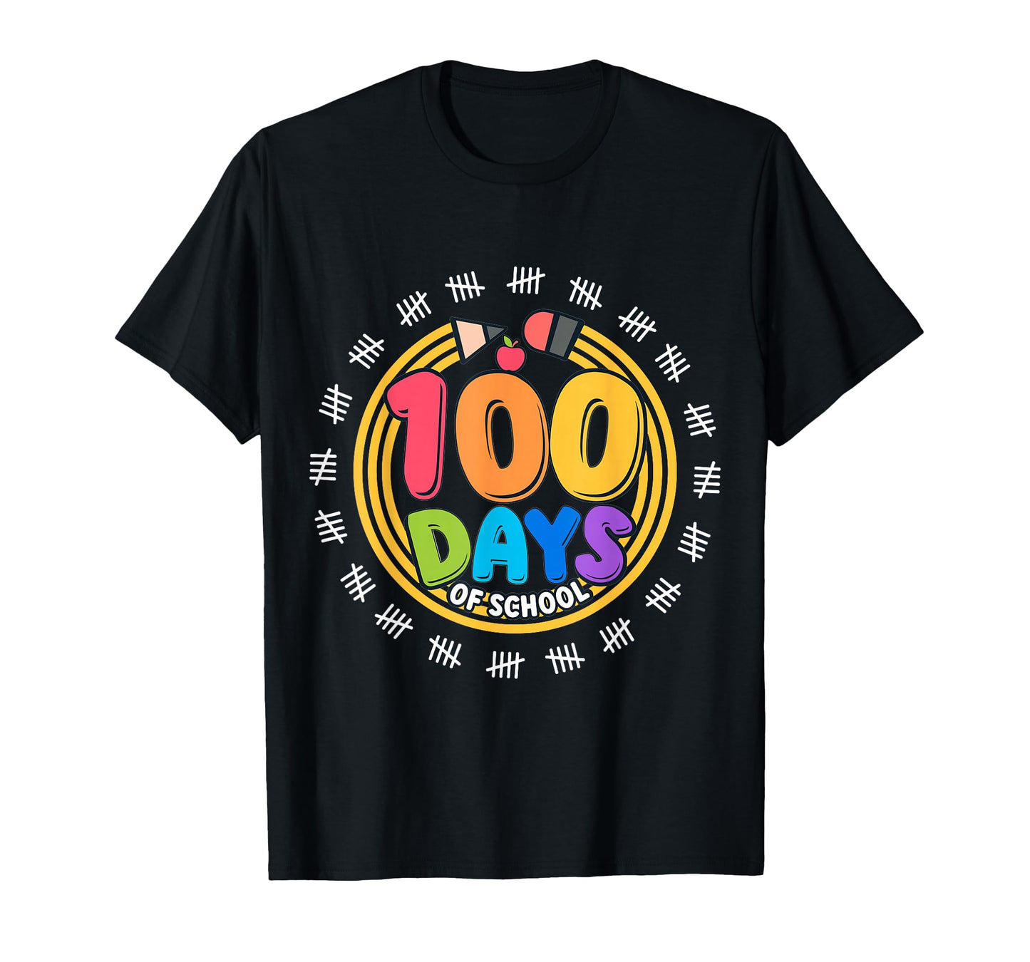 100 Days of School Colorful Tally Marks Kids T-Shirt