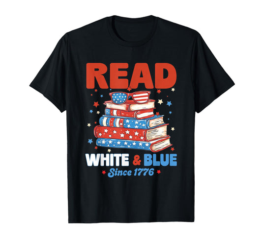 Bookish Shirt Red White and Blue Patriotic Read 4th of July T-Shirt