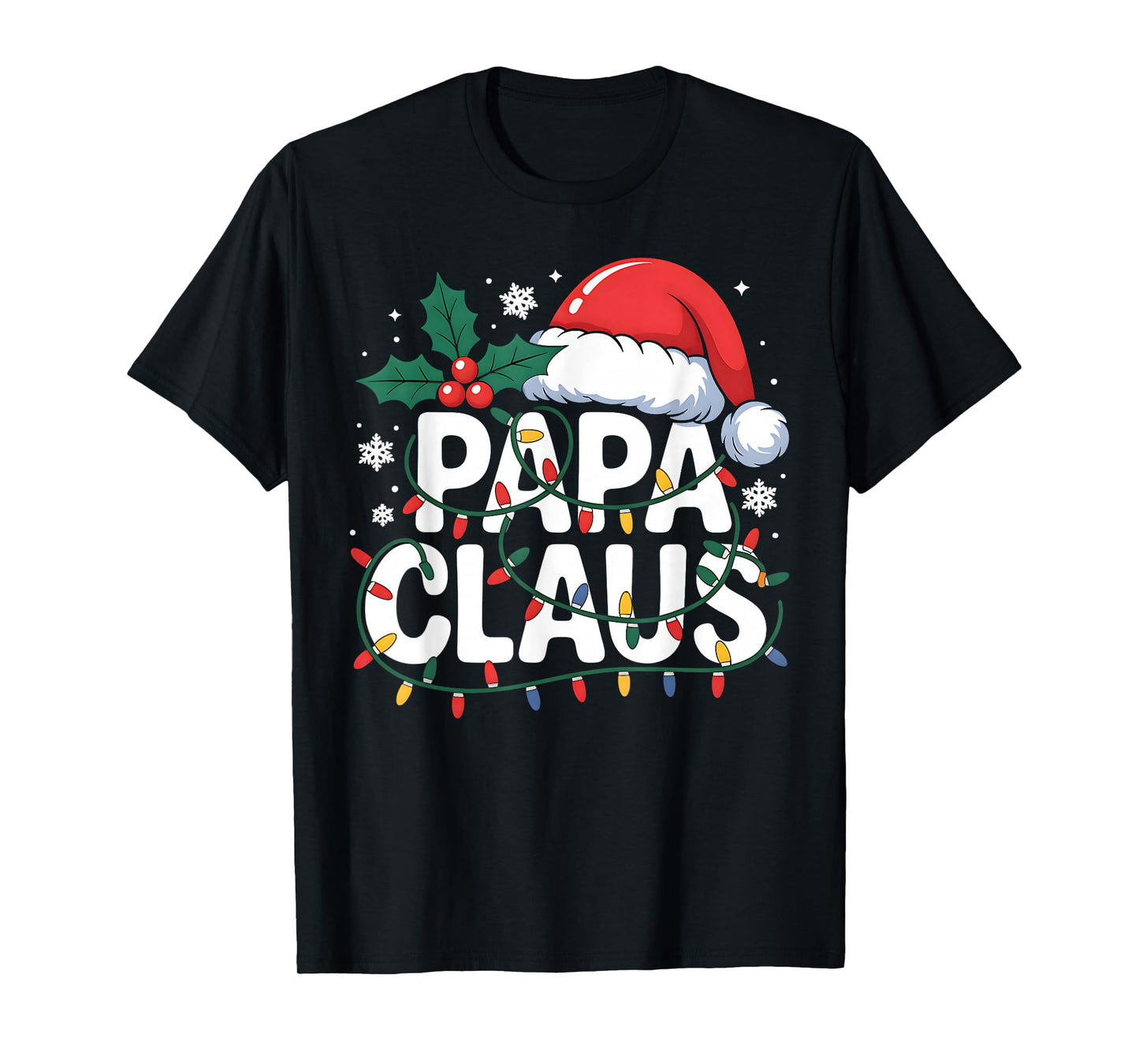 Papa Claus Christmas Lights Santa Family Matching Holiday T-Shirt