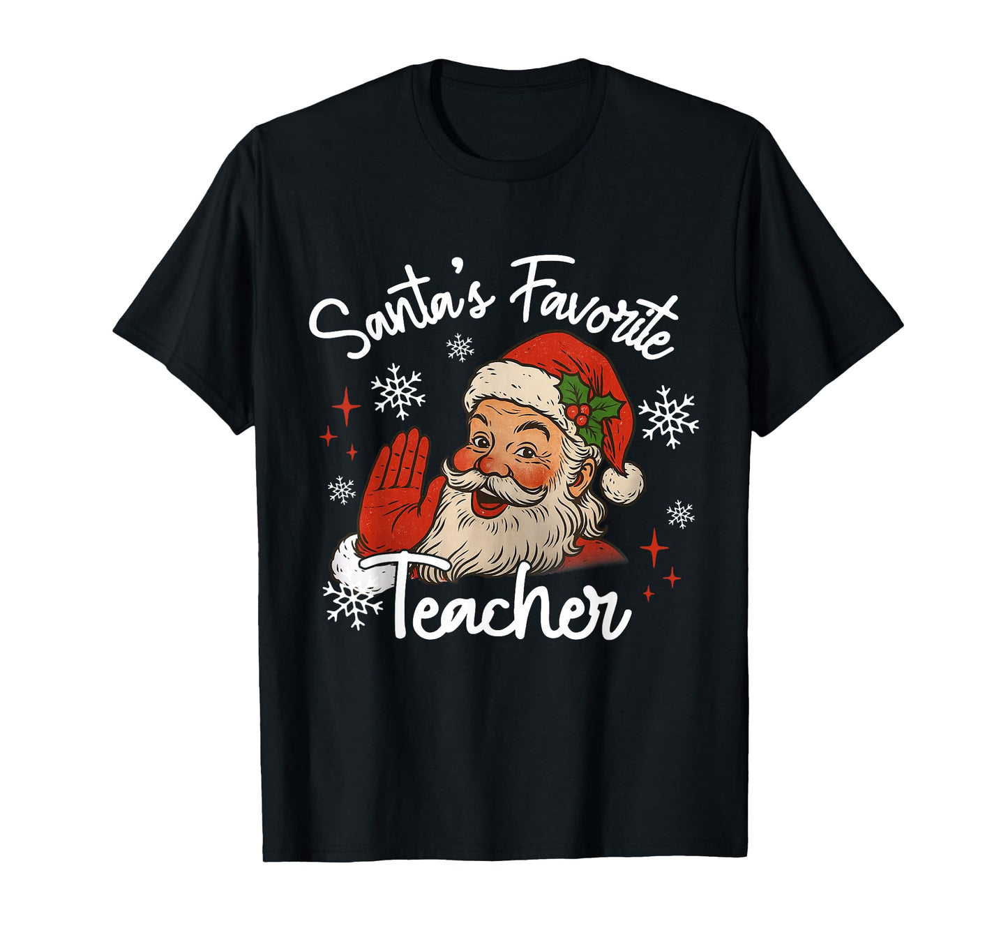 Santa's Favorite Teacher Funny Christmas Xmas Santa Claus PJ T-Shirt