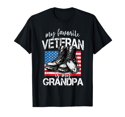 Veterans Day American Flag My Favorite Veteran is My Grandpa T-Shirt