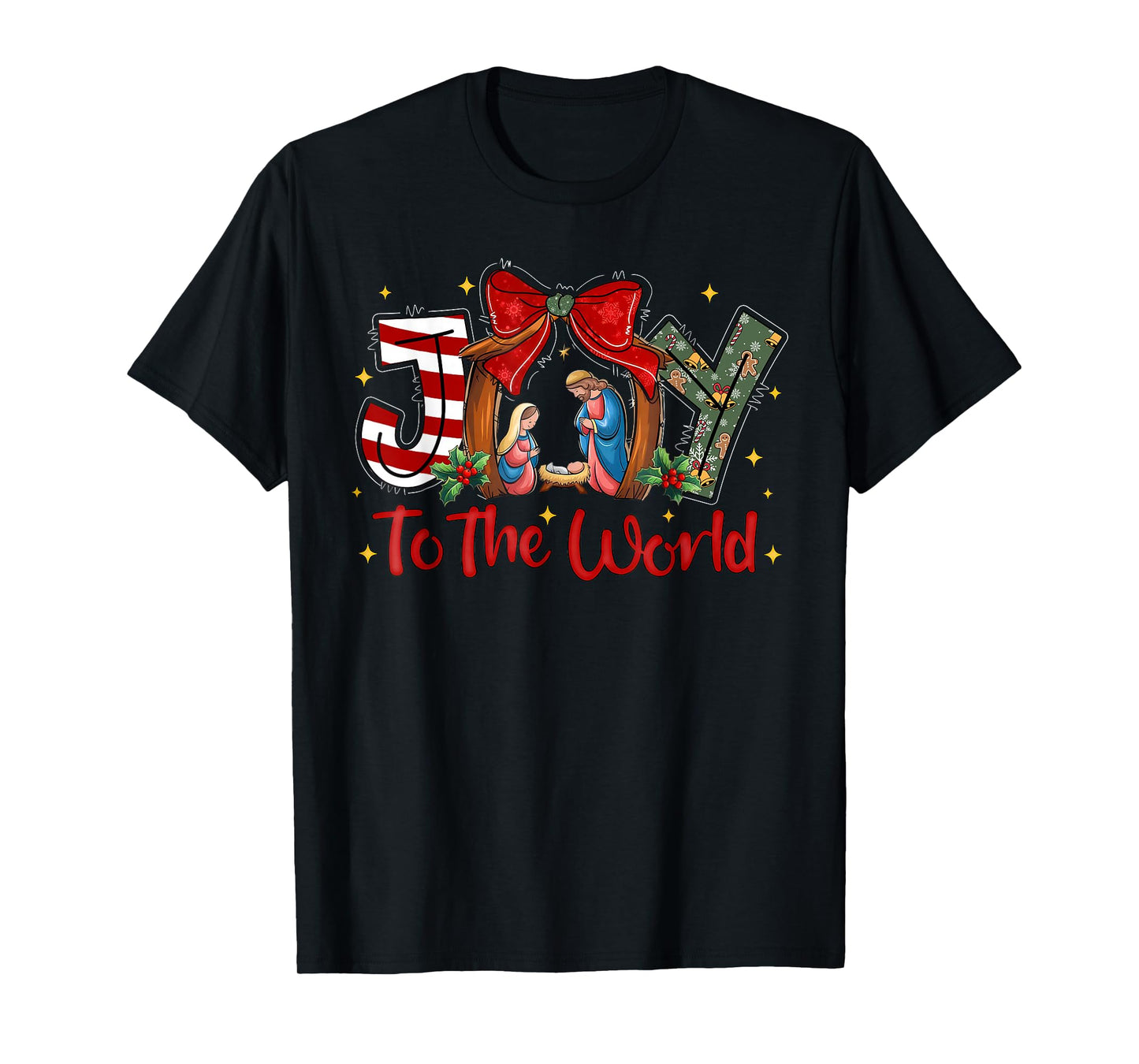 Joy to The World Christmas Christian Nativity Scene T-Shirt