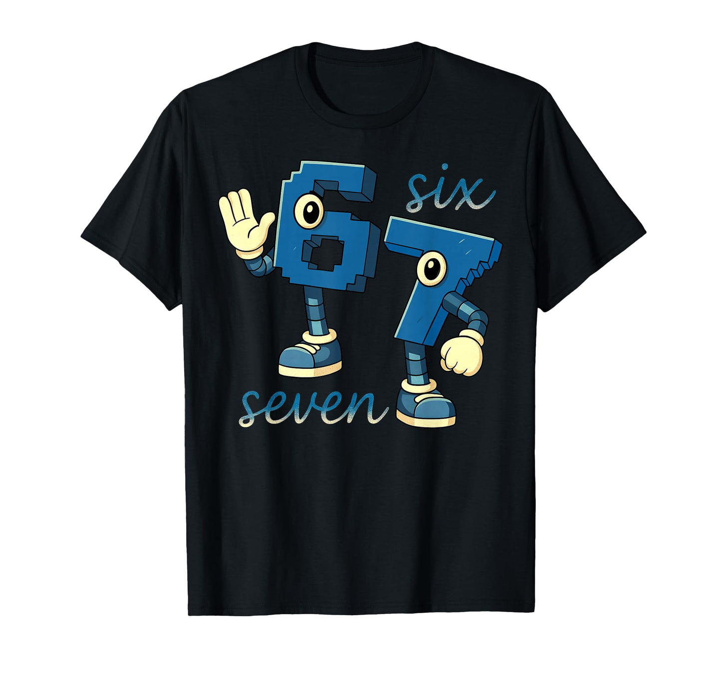 Retro Six Seven Number Meme Brainrot Gift for Men Women Kids T-Shirt