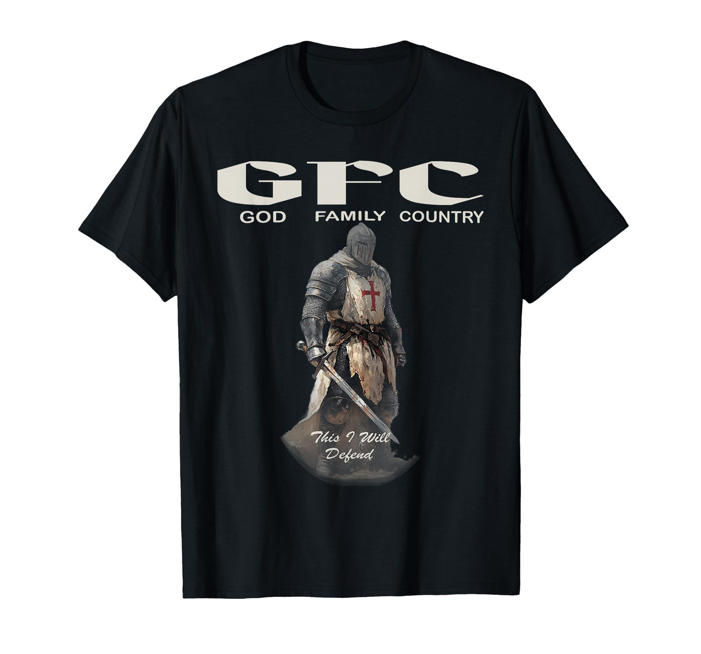GFC Medieval Warrior Spirit, God Family Country T-Shirt