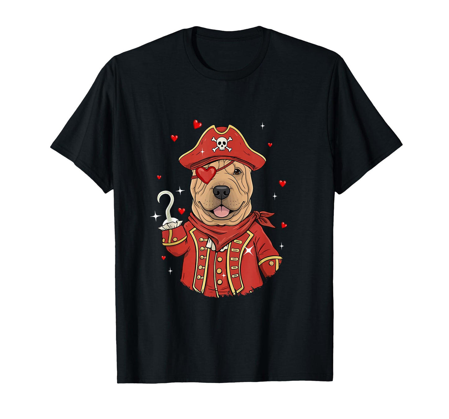 Shar Pei As Pirate Valentine's Day Matching Owner Kids T-Shirt