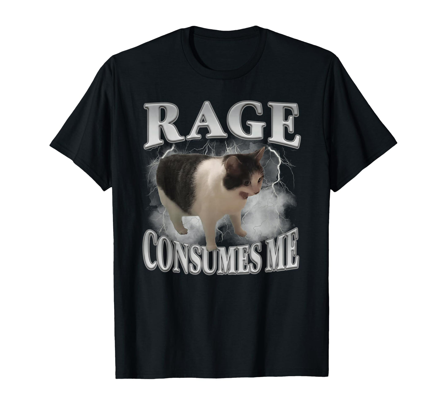 Rage Consumes Me Funny Cat Meme Men Women Novelty T-Shirt