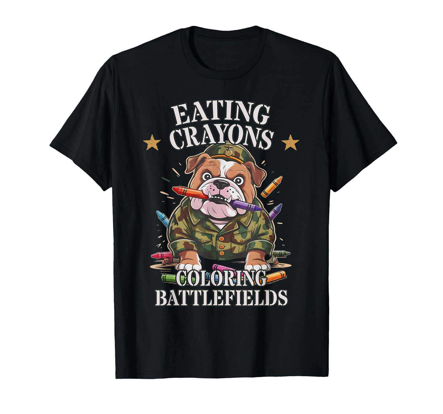 Funny Eating Crayons Coloring BATTLEFIELDS Family Military T-Shirt
