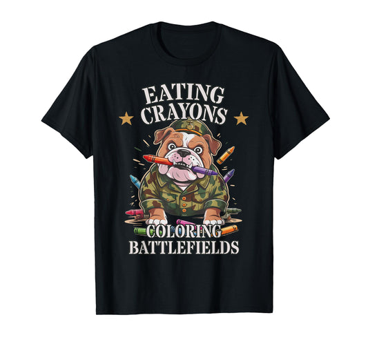Funny Eating Crayons Coloring BATTLEFIELDS Family Military T-Shirt