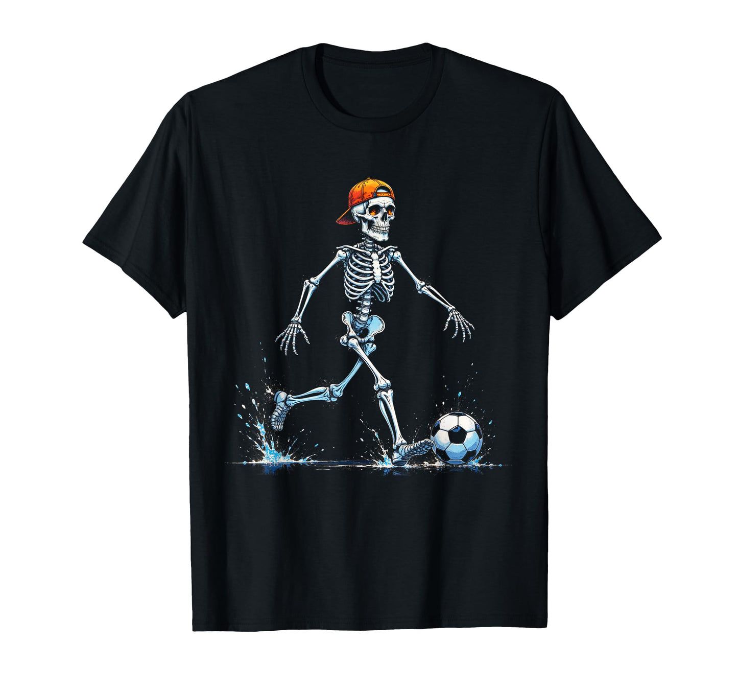 Spooky Skeleton Soccer Player Funny Halloween 2025 Costume T-Shirt