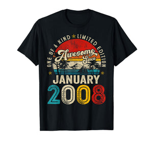 18 Years Old Awesome Since January 2008 18th Birthday Boys T-Shirt