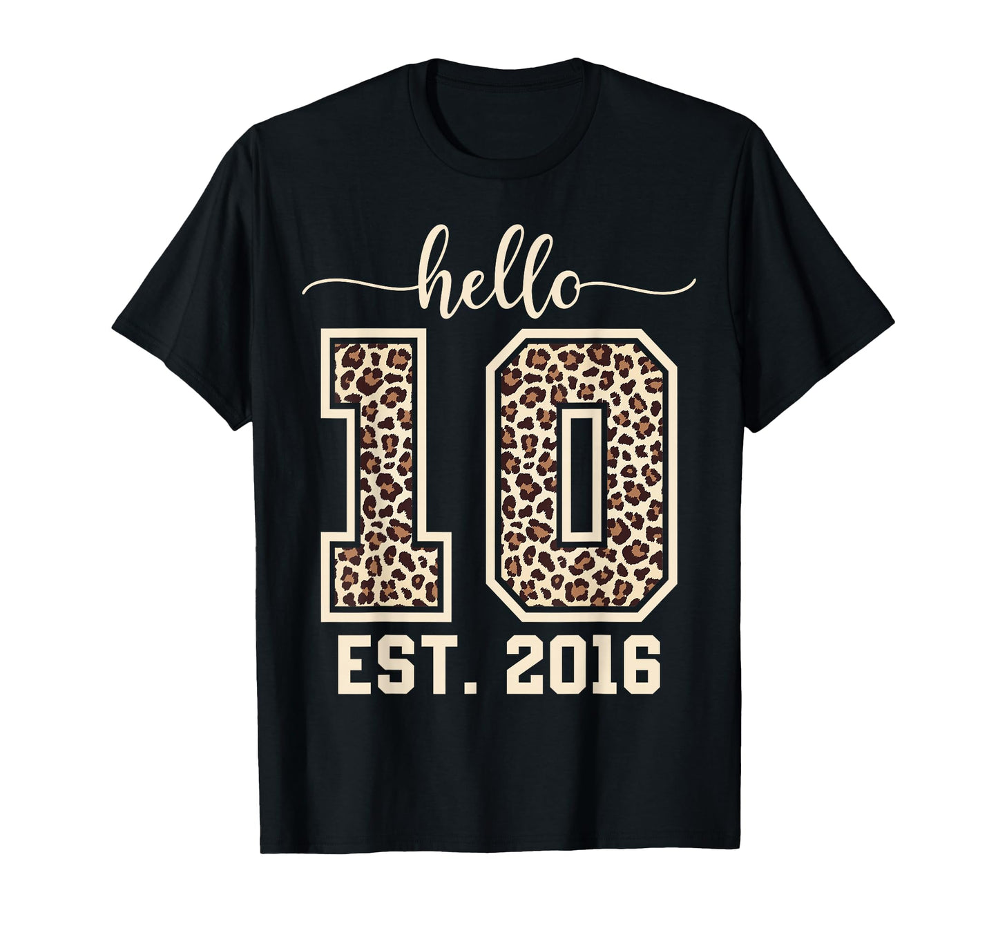 Hello Ten Est 2016 Bow 10th Birthday Double Digits Girls T-Shirt