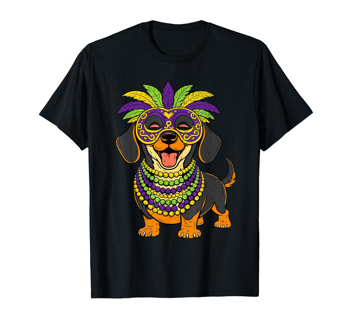 Dachshund Mardi Gras Carnival Jester Beads Dog Lover Pet T-Shirt