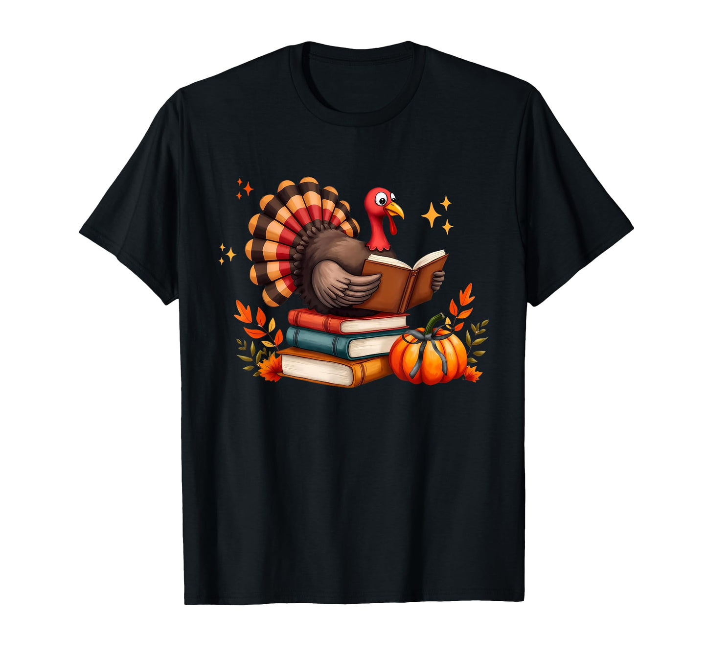 Thanksgiving Turkey Reading Books Fall Teacher T-Shirt