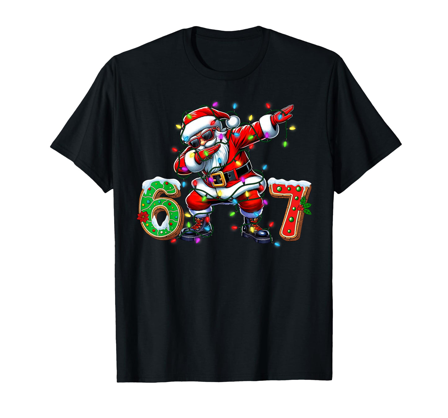 67 Six Seven Funny Dabbing Santa Christmas 6 7 Meme Men Kids T-Shirt
