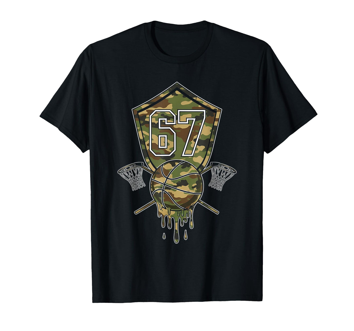 Basketball Drip Number 67 Basketball Player 67 Camo T-Shirt