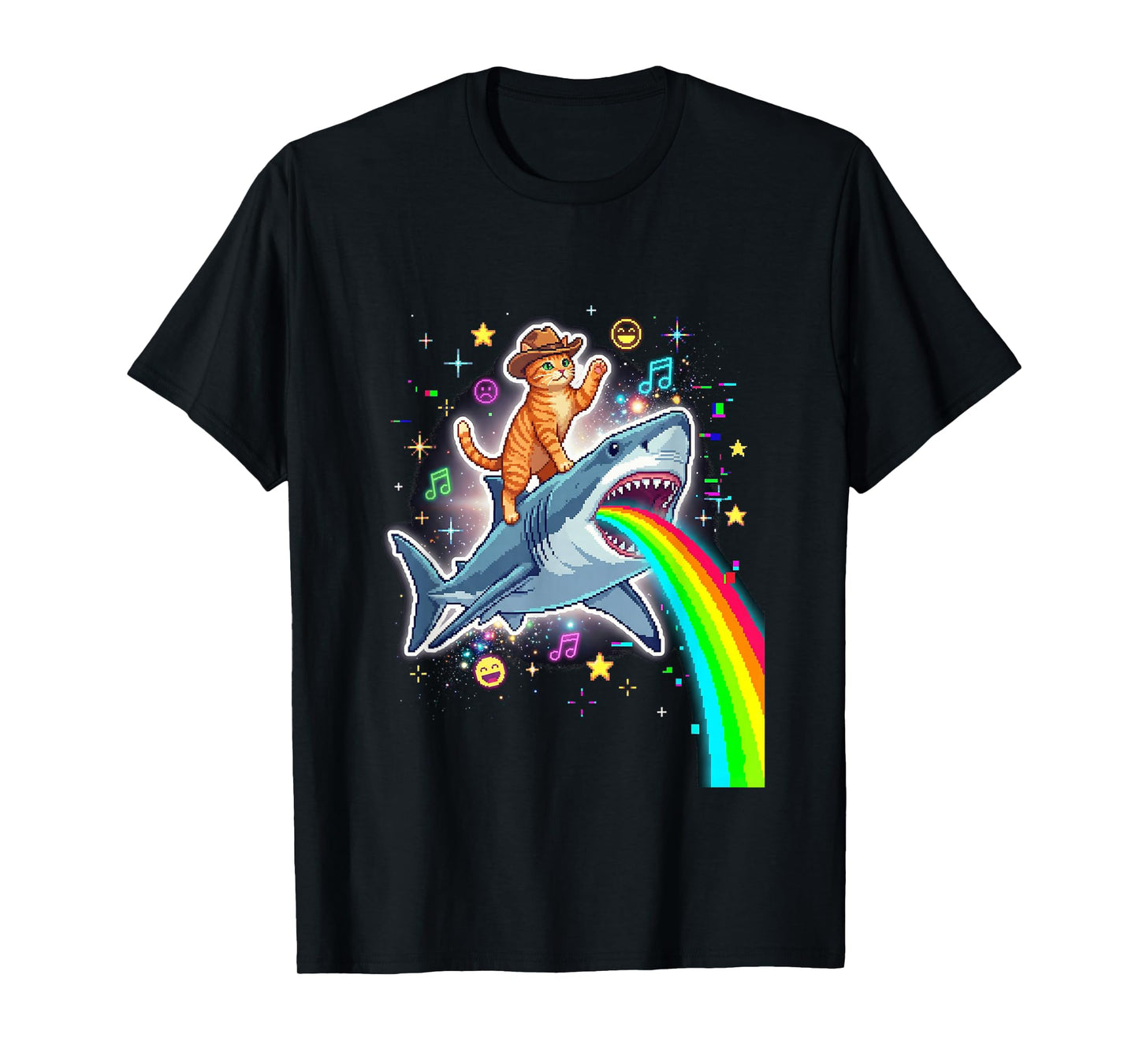 Shark Rainbow Pixel Art T-Shirt