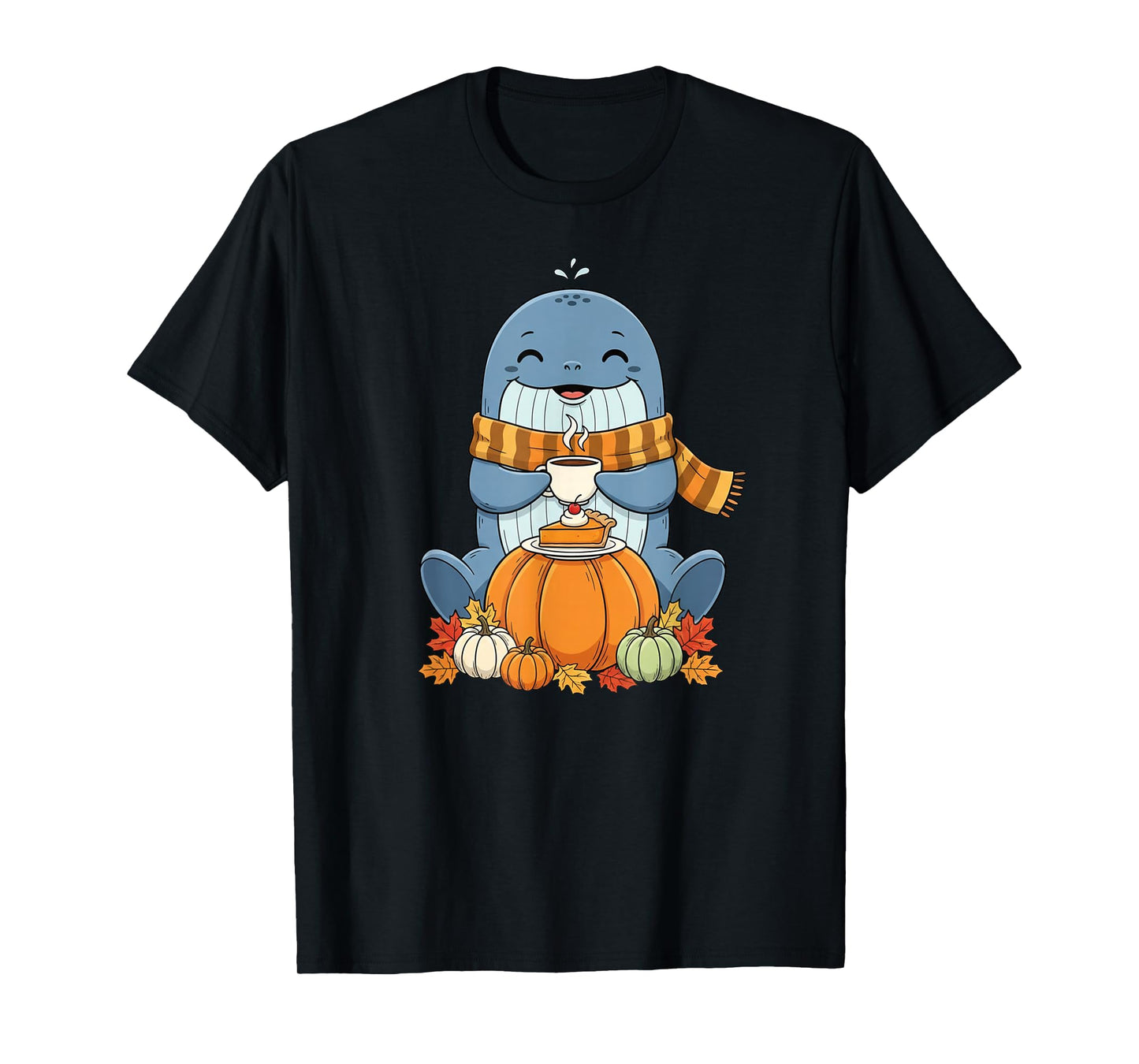 Funny Whale Coffee Autumn Thanksgiving Womens Mens Kids T-Shirt