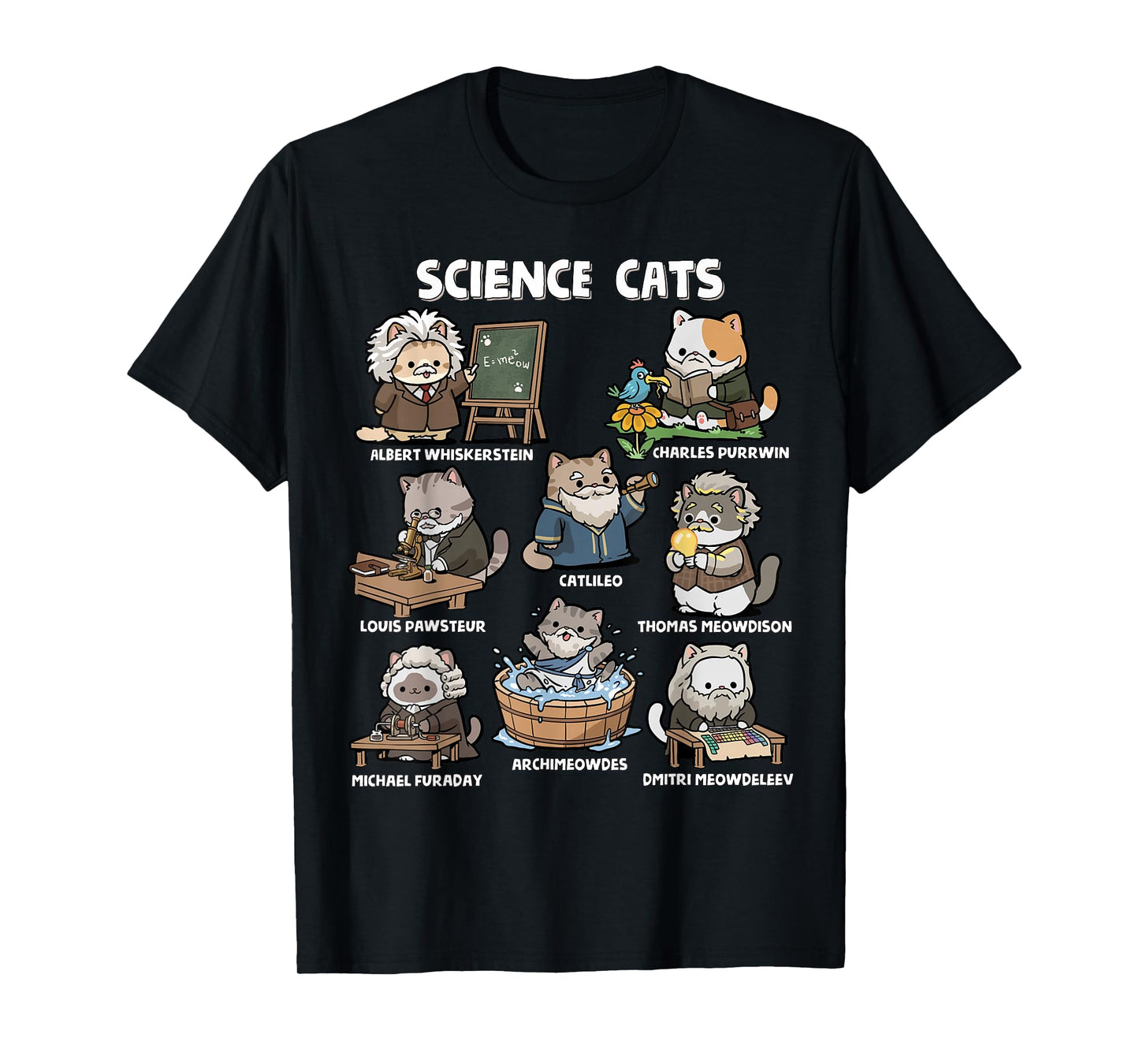 Science Cats Funny Scientist Pun Cat Lover Math Teacher T-Shirt