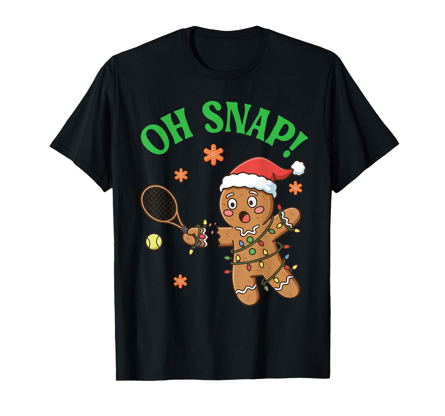 Funny Gingerbread Tennis Christmas Cookie Oh Snap Santa Hat T-Shirt