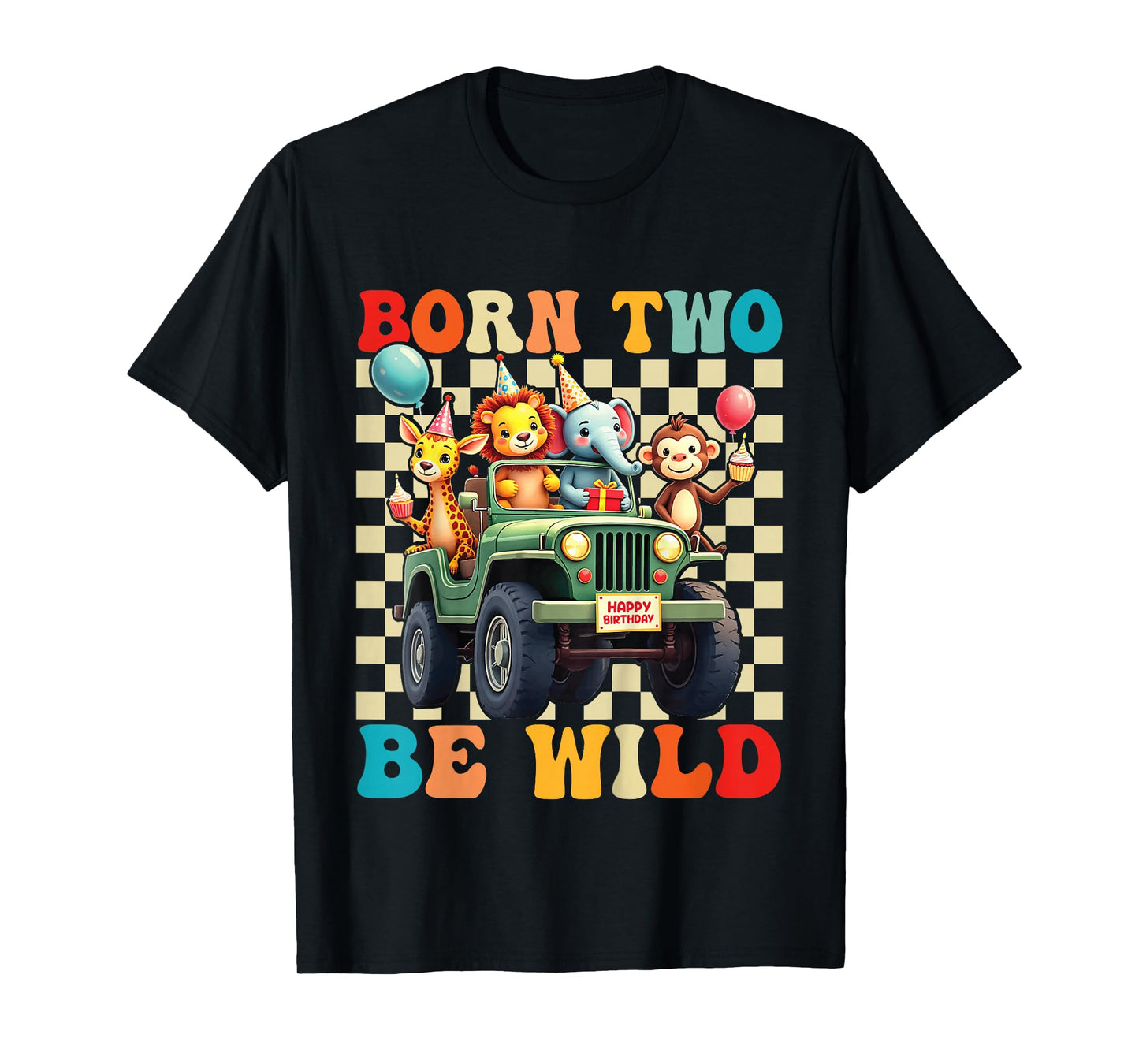 Born Two Be Wild 2nd Birthday 2 Year Old Birthday Zoo Safari T-Shirt