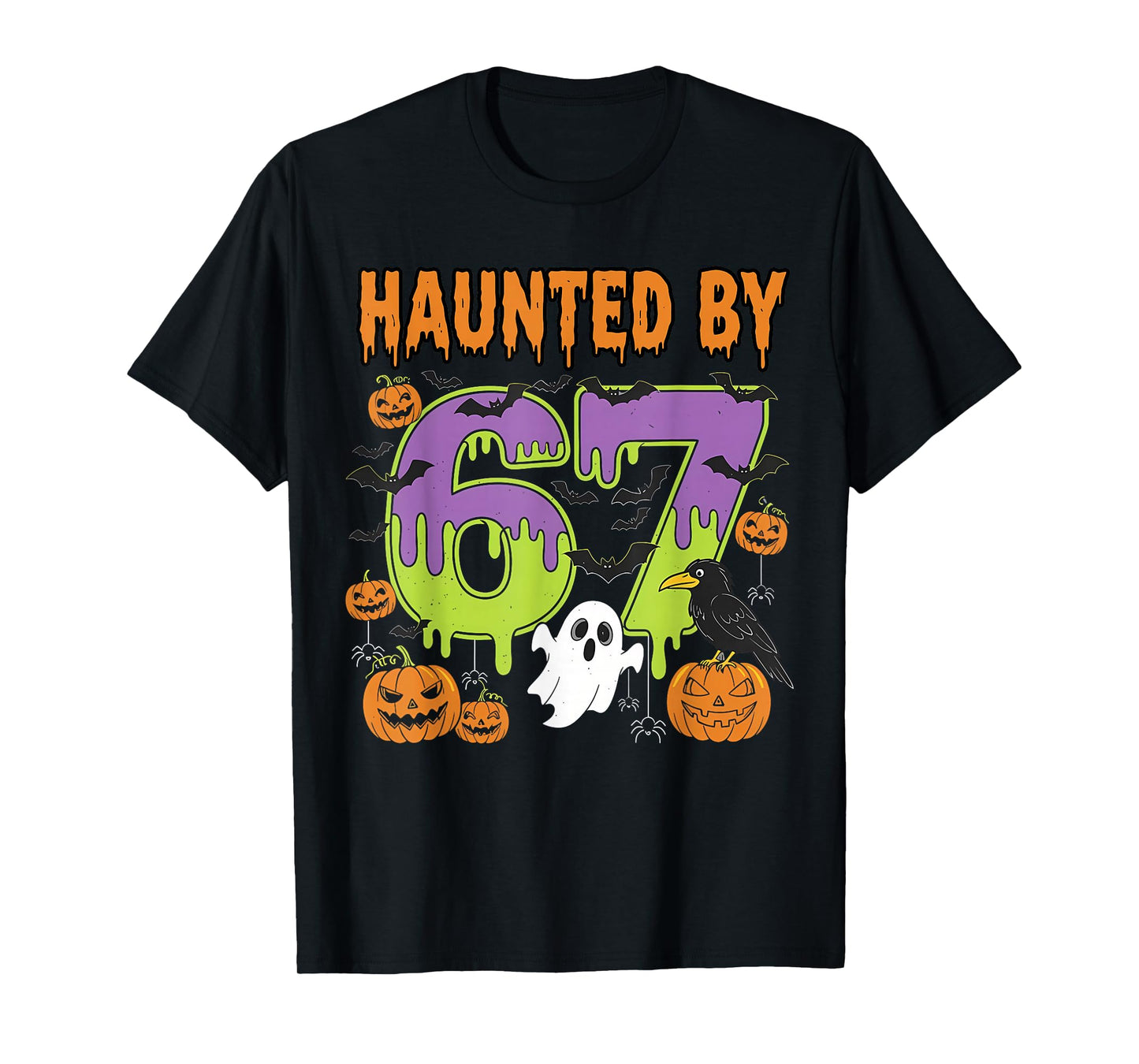 Haunted by 67 Funny Six Seven Meme 6 7 Halloween Costume Kid T-Shirt