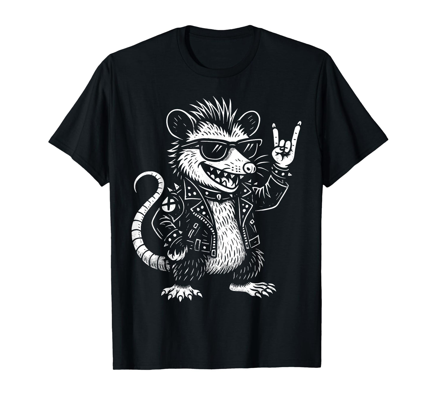 Punk Rocker Possum Funny Rock and Roll Opossum Music Lover T-Shirt