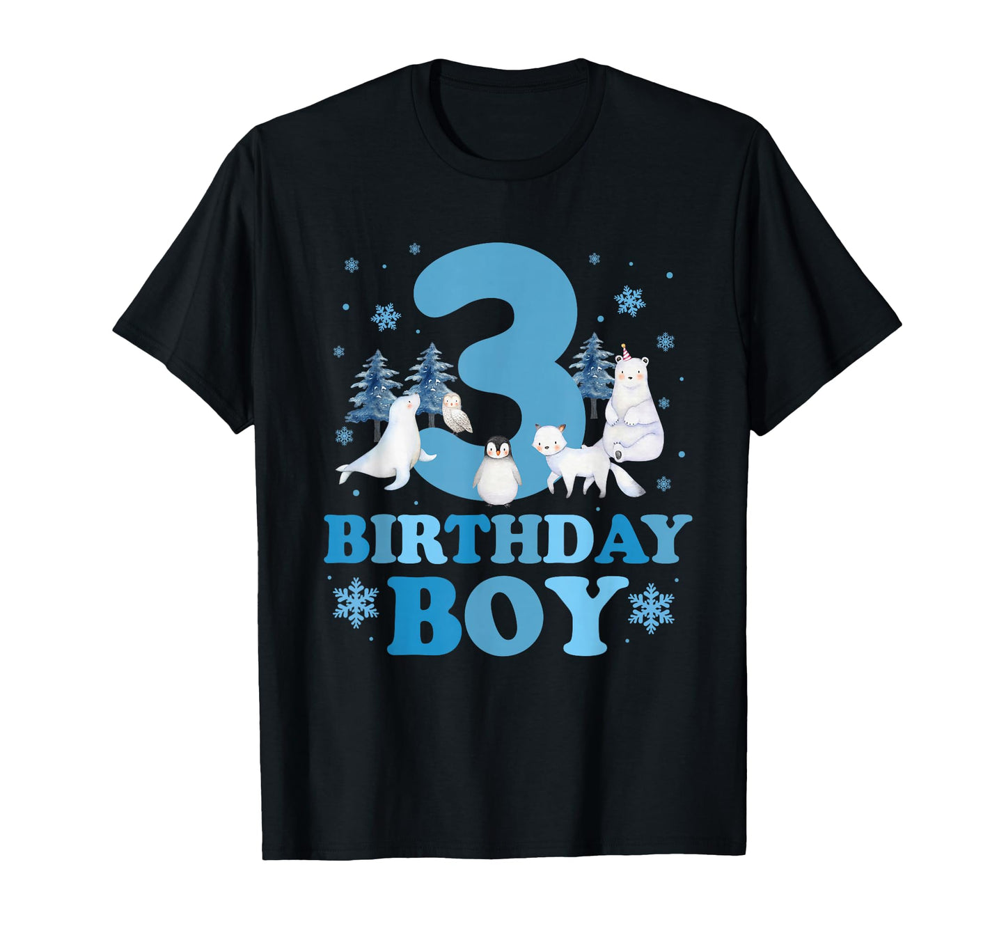 Winter 3rd Birthday Boy Arctic Animals 3 Year Old Birthday T-Shirt