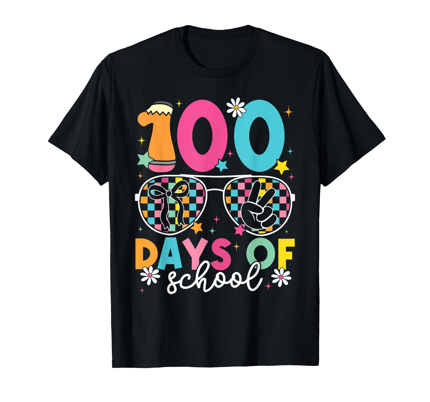 100th Day of School Sunglasses Coquette Bow 100 Days Girls T-Shirt