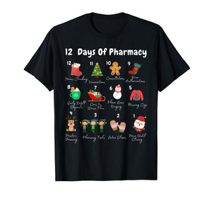 12 Days of Pharmacy Christmas Pharmacist Tech CPhT Pajama T-Shirt