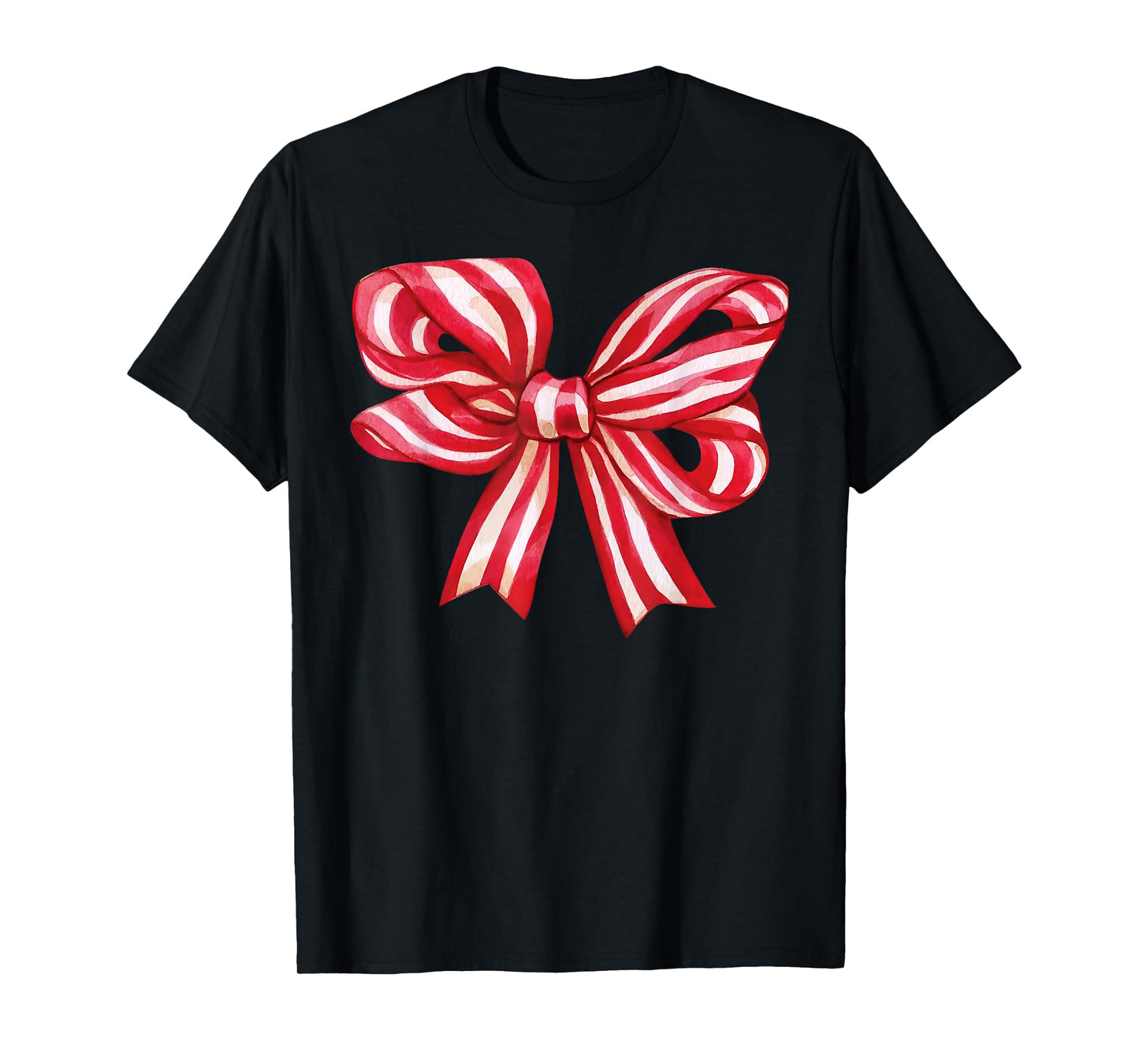 Candy Cane Coquette Bow Red White Xmas Holiday Christmas T-Shirt