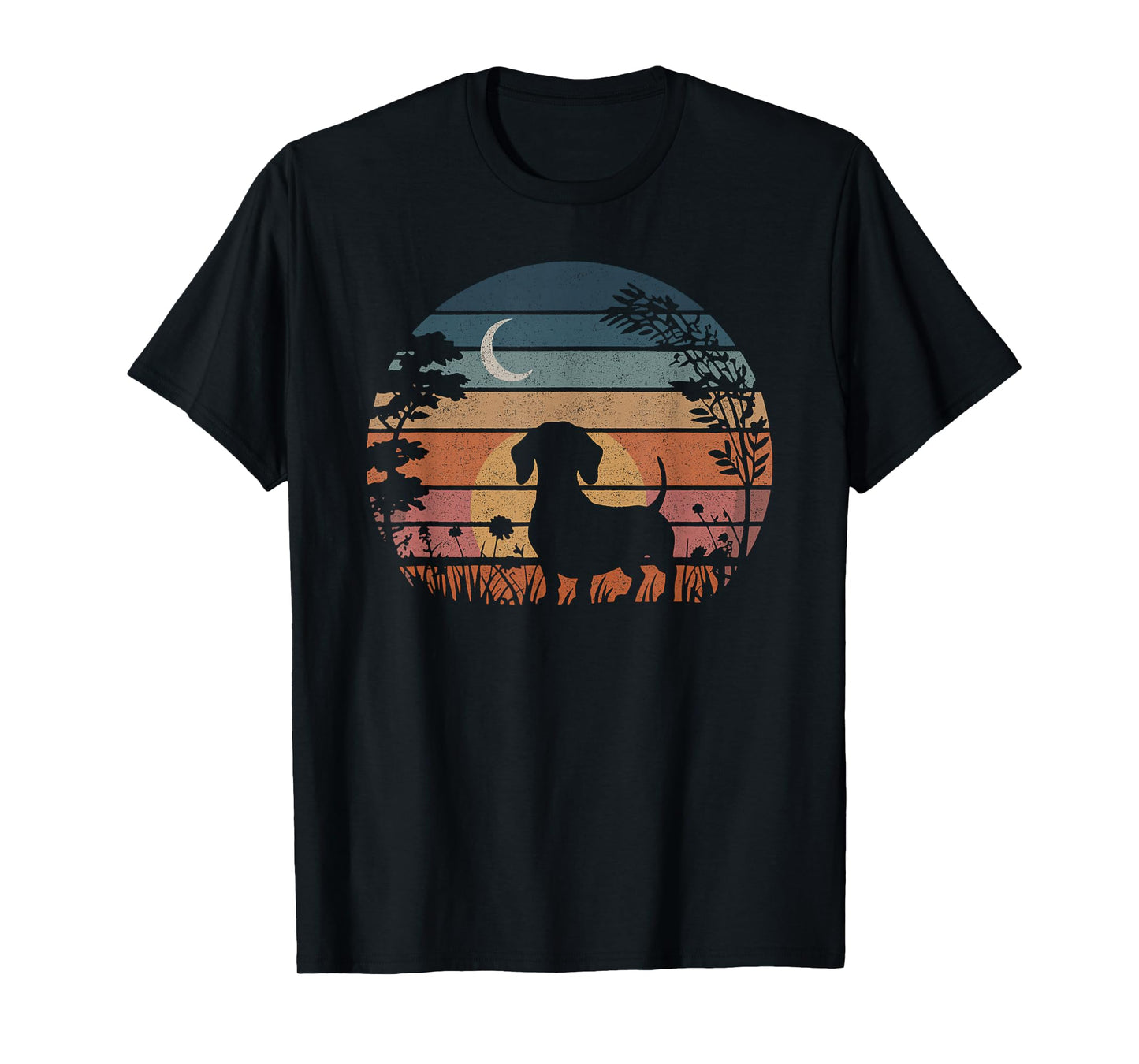 Dachshund Vintage Silhouette 60s 70s Retro Wiener Dog Lover T-Shirt