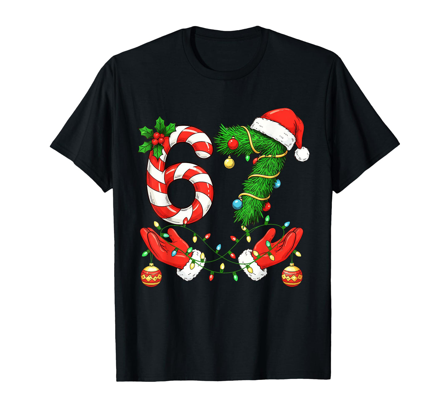 Trending Six Seven Meme Christmas 67 Santa Funny Christmas T-Shirt