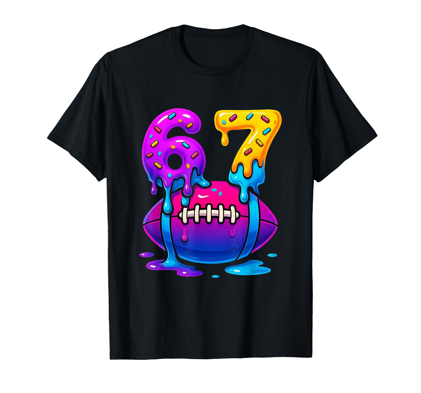 Dripping Six Seven 67 Meme Football Ice Cream Kids Sports T-Shirt