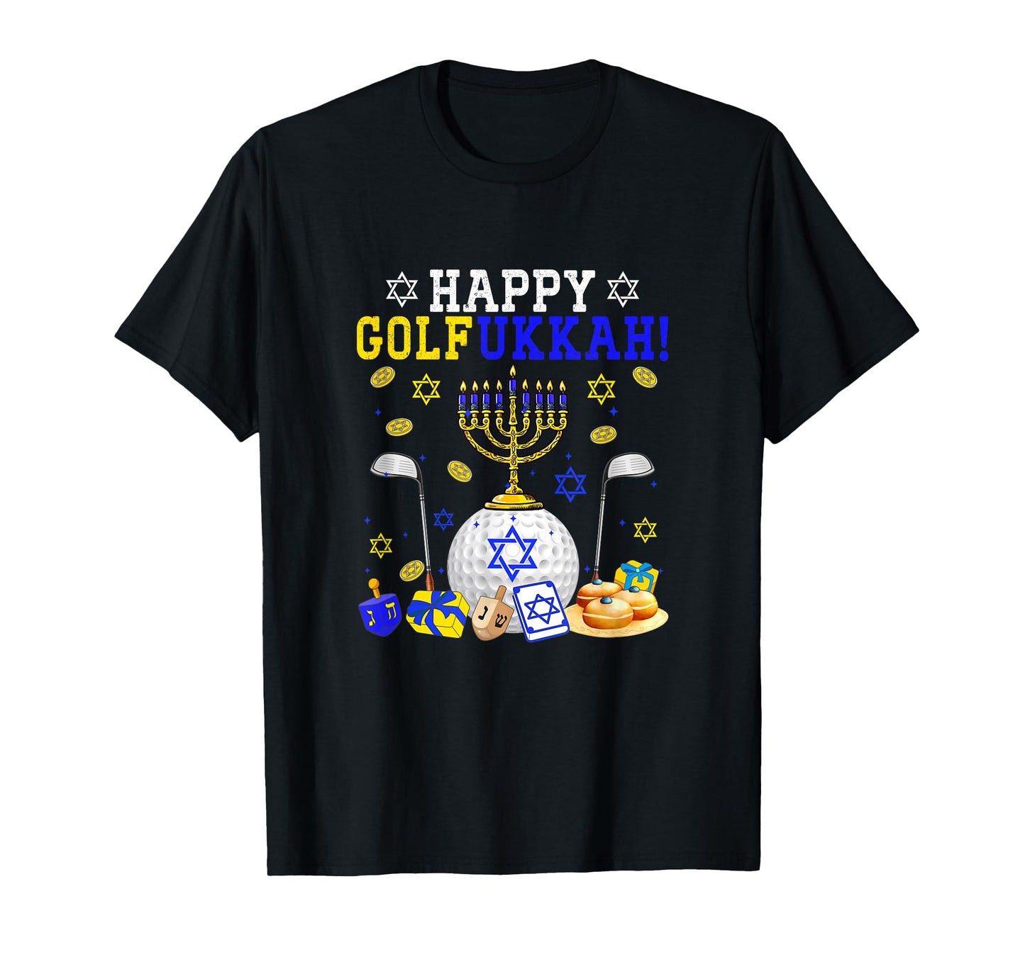 Happy Golfukkah Golf Player Fan Hanukkah Menorah T-Shirt
