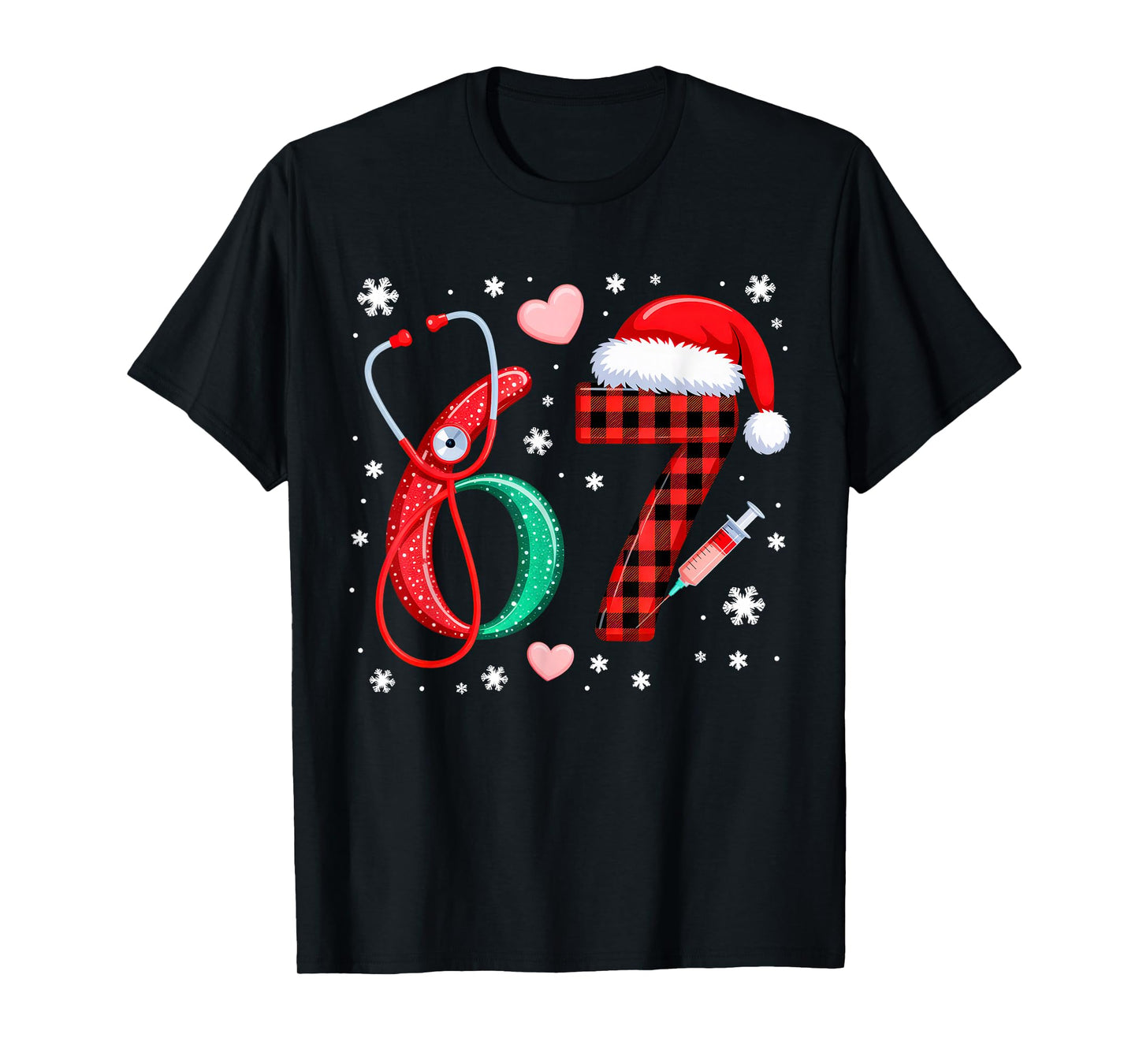 Funny 67 Meme Nurse Six Seven Nursing Festive Christmas T-Shirt