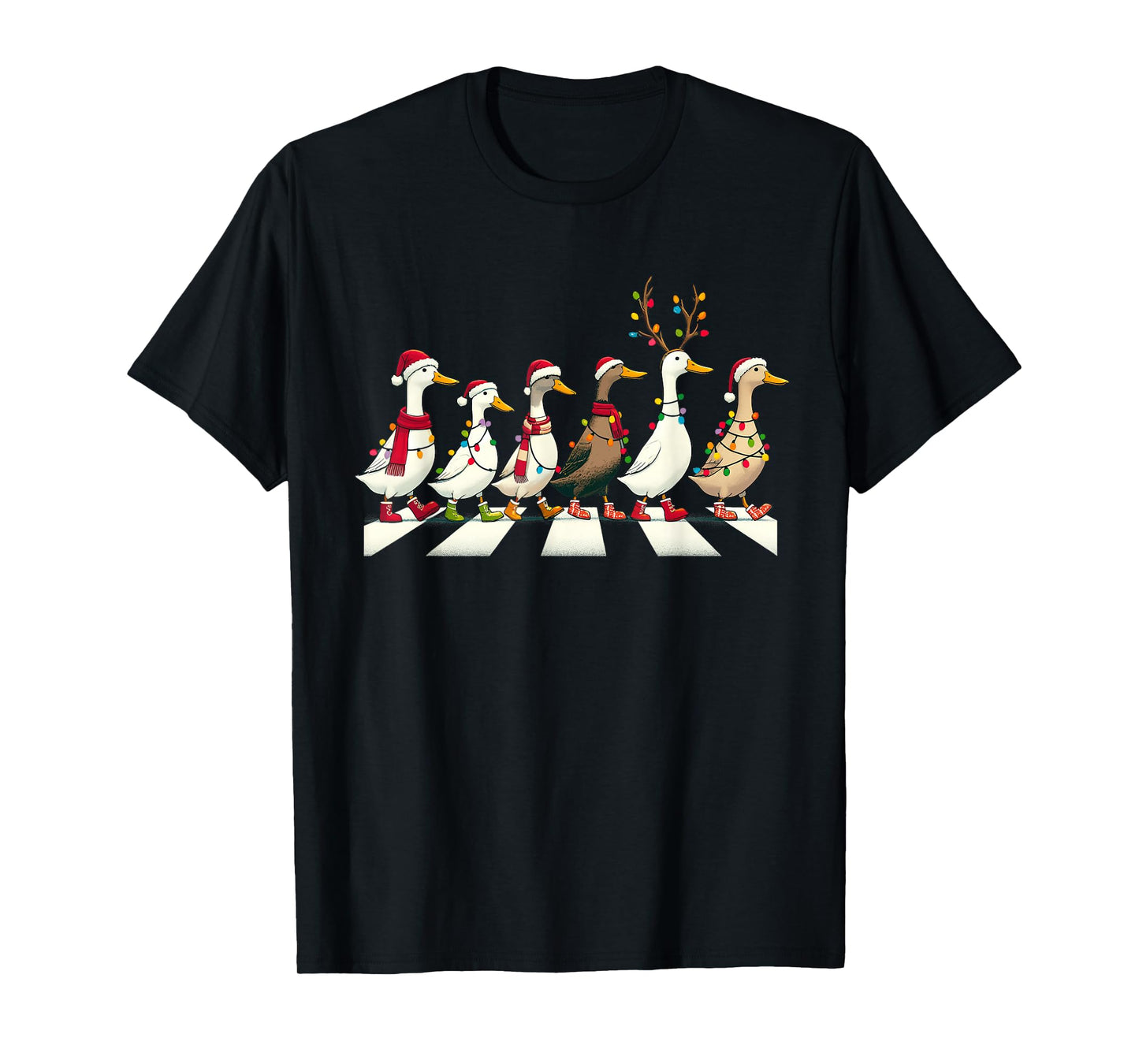 Ducks Christmas Lights Santa Hat Reindeer Xmas Farm Animal T-Shirt